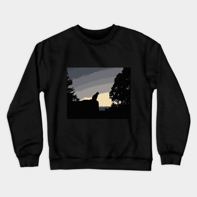 Cat Silhouette At Sunset Crewneck Sweatshirt by nonbeenarydesigns